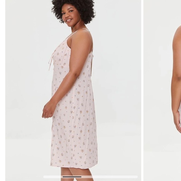 Forever 21 Plus 1X Pink Floral MIDI Cami Dress - Picture 7 of 7
